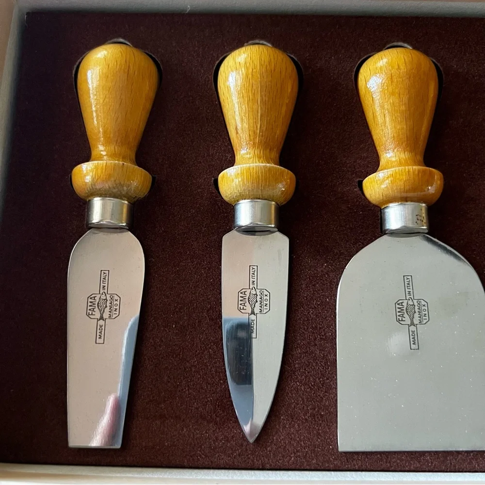 Williams Sonoma Italian Cheese Knife Collection Beechwood Handles S/5